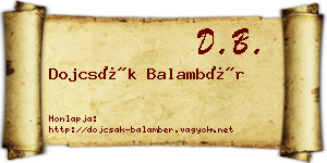 Dojcsák Balambér névjegykártya